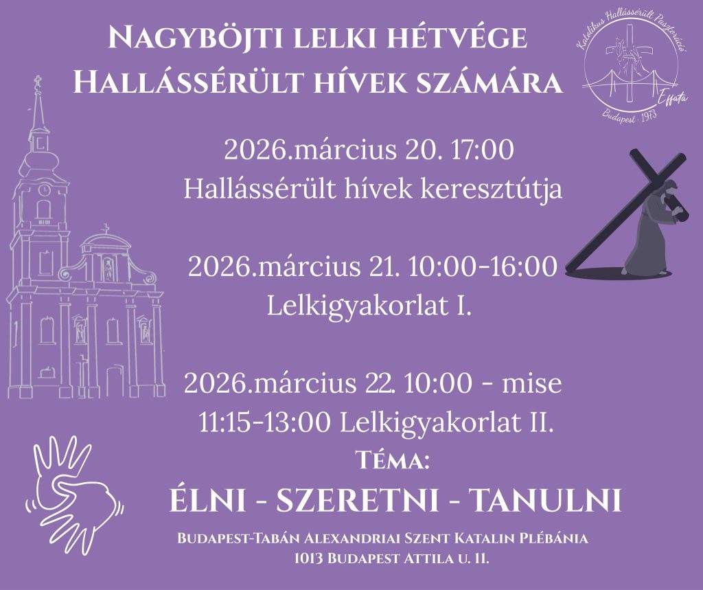 2026. nagyböjti lelkinapok a Tabánban